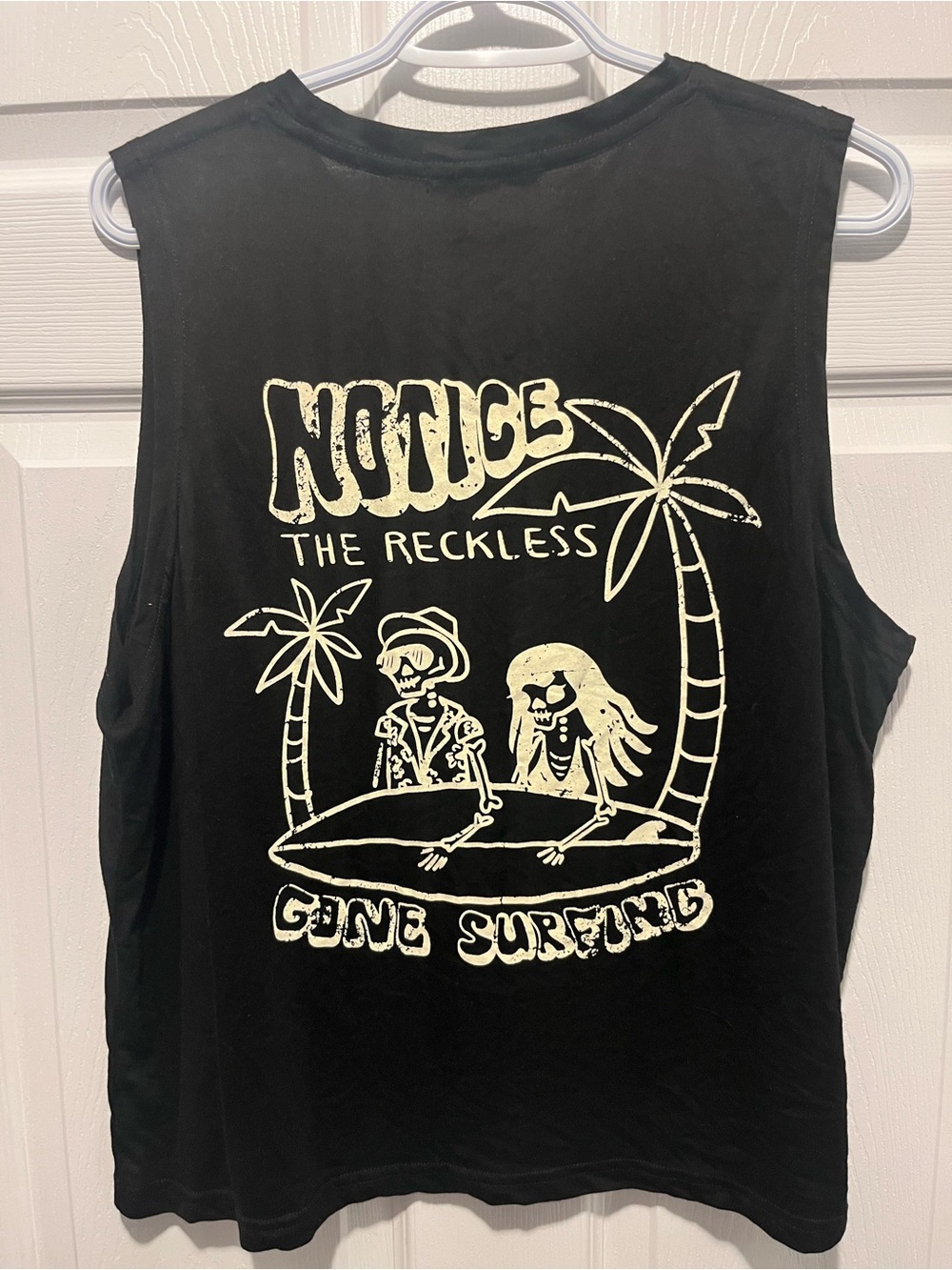 Notice The Reckless Top Cami Black Sleeveless Large Women Graphic Alt Punk